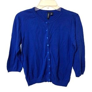 Relativity Button Down Cardigan - 100% Cotton - Blue - Size PL
